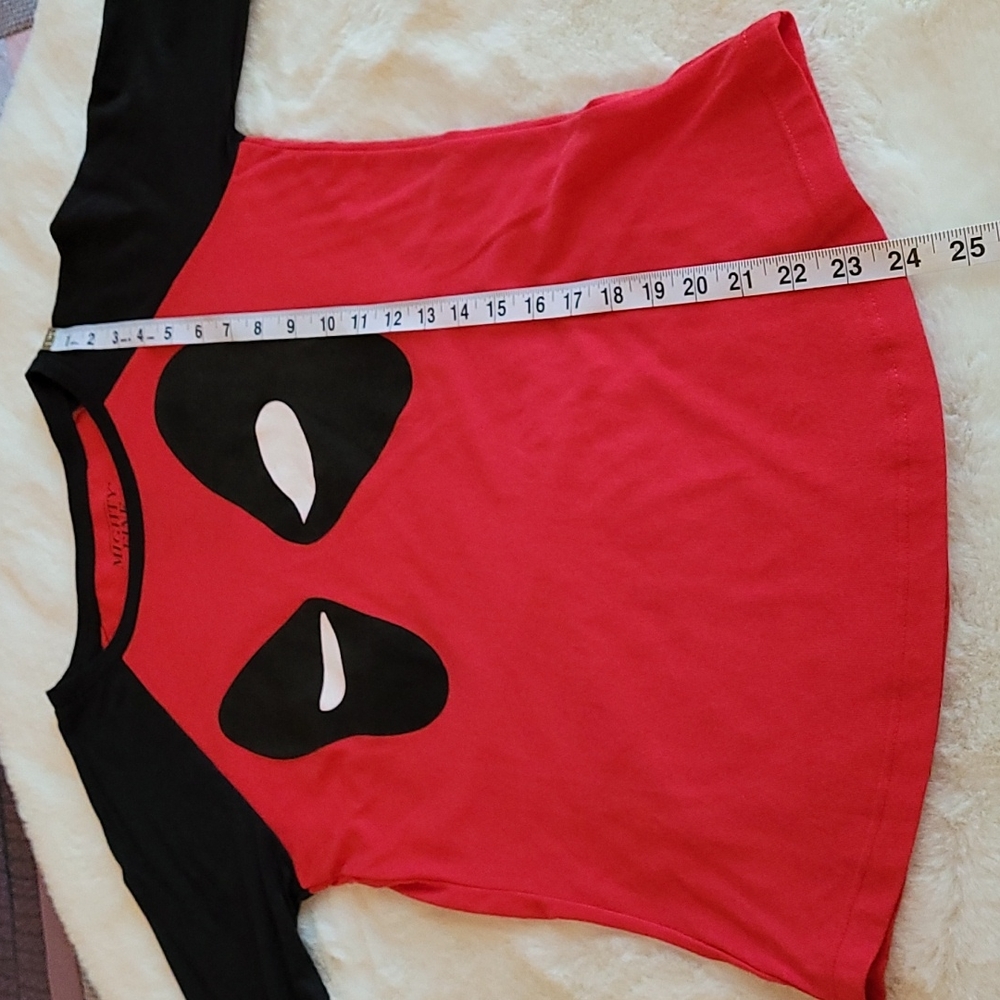 Marvel X Mighty Fine Red & Black Deadpool Character Raglan Shirt Small - Picture 5 of 9